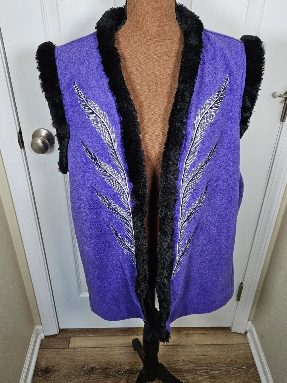 Bob Mackie Wearable Art Vest Purple Women's Size XL Boho
